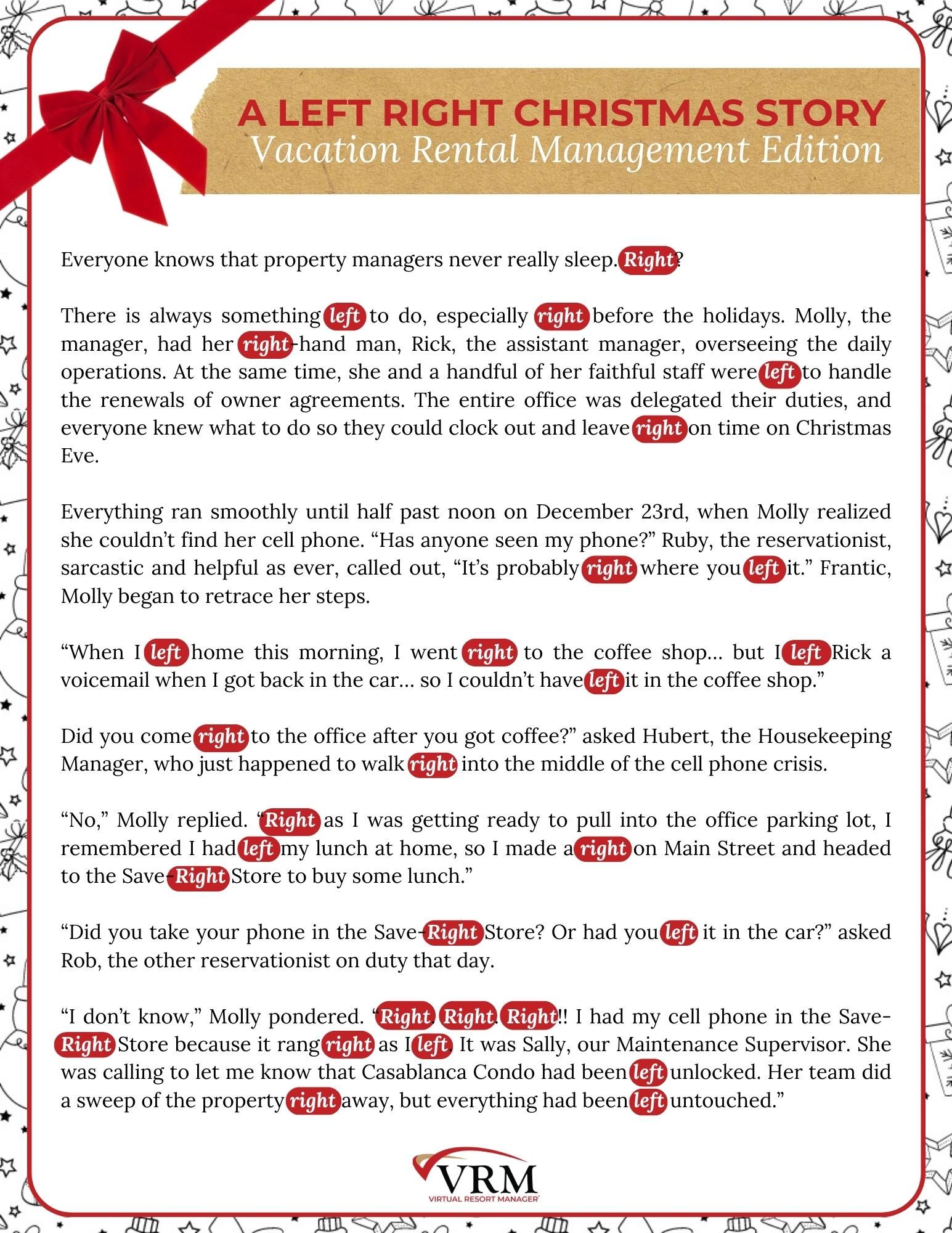 Free Printable Left Right Christmas Game Vacation Rental Management